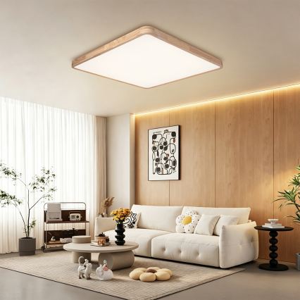 Brilagi - Ρυθμιζόμενο LED φωτιστικό οροφής WOODLINE SQUARE LED/180W/230V 3000-6000K σε απόχρωση δρυός 100x100 cm + τηλεχειριστήριο