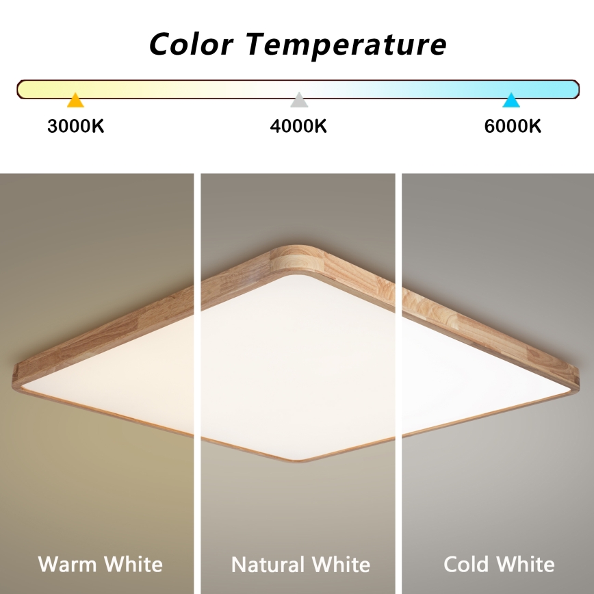 Brilagi - Ρυθμιζόμενο LED φωτιστικό οροφής WOODLINE SQUARE LED/180W/230V 3000-6000K σε απόχρωση δρυός 100x100 cm + τηλεχειριστήριο