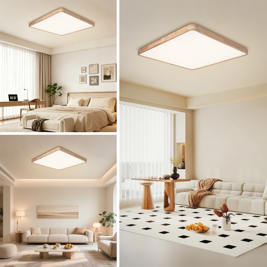 Brilagi - Ρυθμιζόμενο LED φωτιστικό οροφής WOODLINE SQUARE LED/180W/230V 3000-6000K σε απόχρωση δρυός 100x100 cm + τηλεχειριστήριο