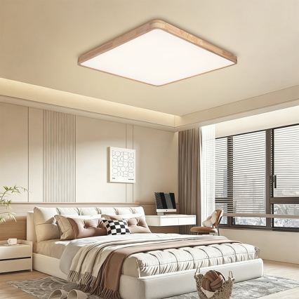 Brilagi - Ρυθμιζόμενο LED φωτιστικό οροφής WOODLINE SQUARE LED/180W/230V 3000-6000K σε απόχρωση δρυός 100x100 cm + τηλεχειριστήριο