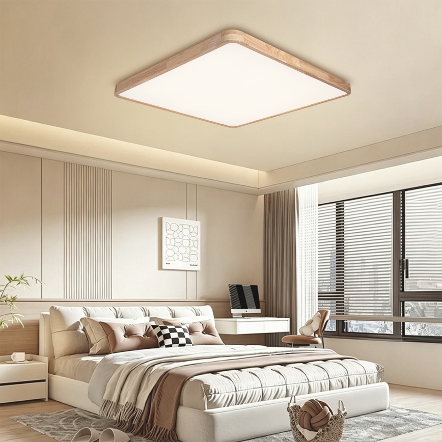 Brilagi - Ρυθμιζόμενο LED φωτιστικό οροφής WOODLINE SQUARE LED/180W/230V 3000-6000K σε απόχρωση δρυός 100x100 cm + τηλεχειριστήριο