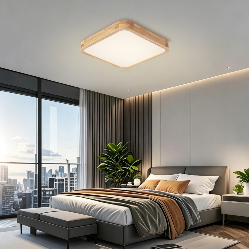 Brilagi - Ρυθμιζόμενο φωτιστικό οροφής LED WOODLINE SQUARE LED/48W/230V 3000-6000K σε απόχρωση δρυός 40x40 εκ. + τηλεχειριστήριο