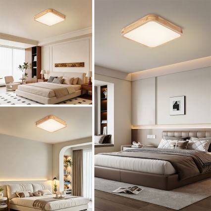 Brilagi - Ρυθμιζόμενο φωτιστικό οροφής LED WOODLINE SQUARE LED/48W/230V 3000-6000K σε απόχρωση δρυός 40x40 εκ. + τηλεχειριστήριο