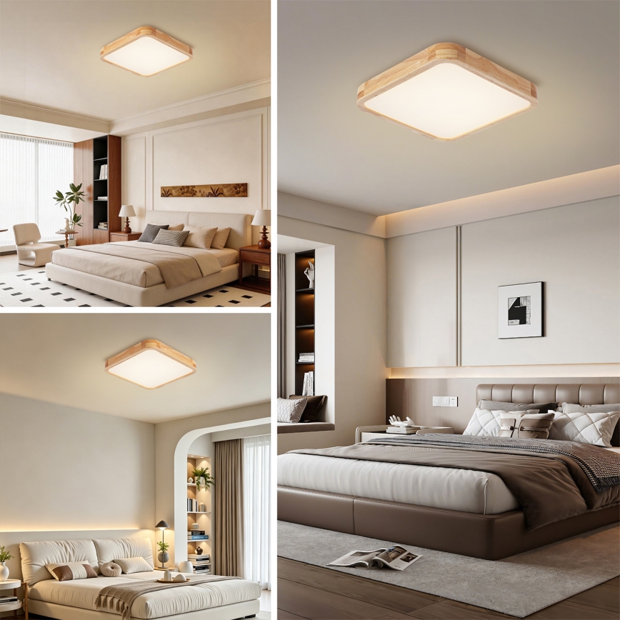 Brilagi - Ρυθμιζόμενο φωτιστικό οροφής LED WOODLINE SQUARE LED/48W/230V 3000-6000K σε απόχρωση δρυός 40x40 εκ. + τηλεχειριστήριο
