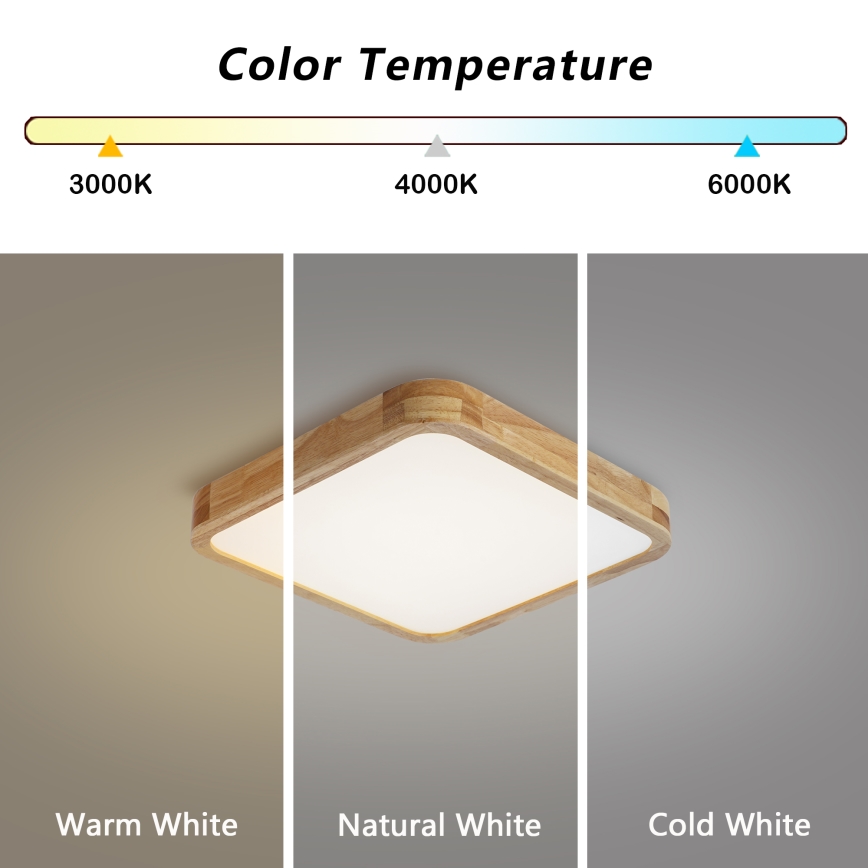 Brilagi - Ρυθμιζόμενο φωτιστικό οροφής LED WOODLINE SQUARE LED/48W/230V 3000-6000K σε απόχρωση δρυός 40x40 εκ. + τηλεχειριστήριο