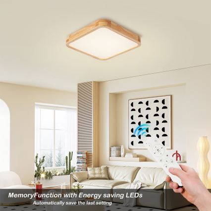 Brilagi - Ρυθμιζόμενο φωτιστικό οροφής LED WOODLINE SQUARE LED/48W/230V 3000-6000K σε απόχρωση δρυός 40x40 εκ. + τηλεχειριστήριο