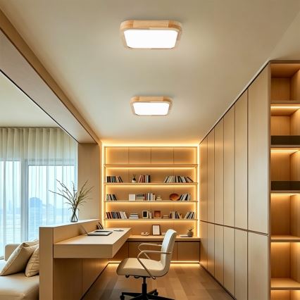 Brilagi - Ρυθμιζόμενο φωτιστικό οροφής LED WOODLINE SQUARE LED/48W/230V 3000-6000K σε απόχρωση δρυός 40x40 εκ. + τηλεχειριστήριο