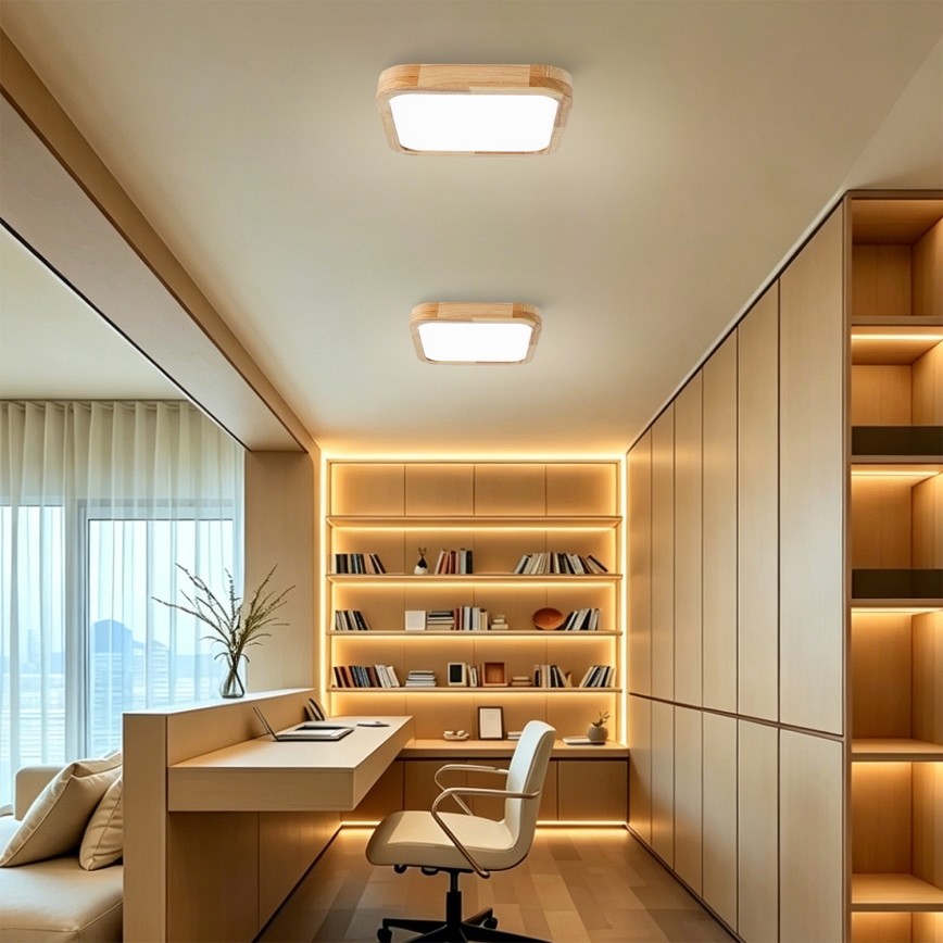 Brilagi - Ρυθμιζόμενο φωτιστικό οροφής LED WOODLINE SQUARE LED/48W/230V 3000-6000K σε απόχρωση δρυός 40x40 εκ. + τηλεχειριστήριο