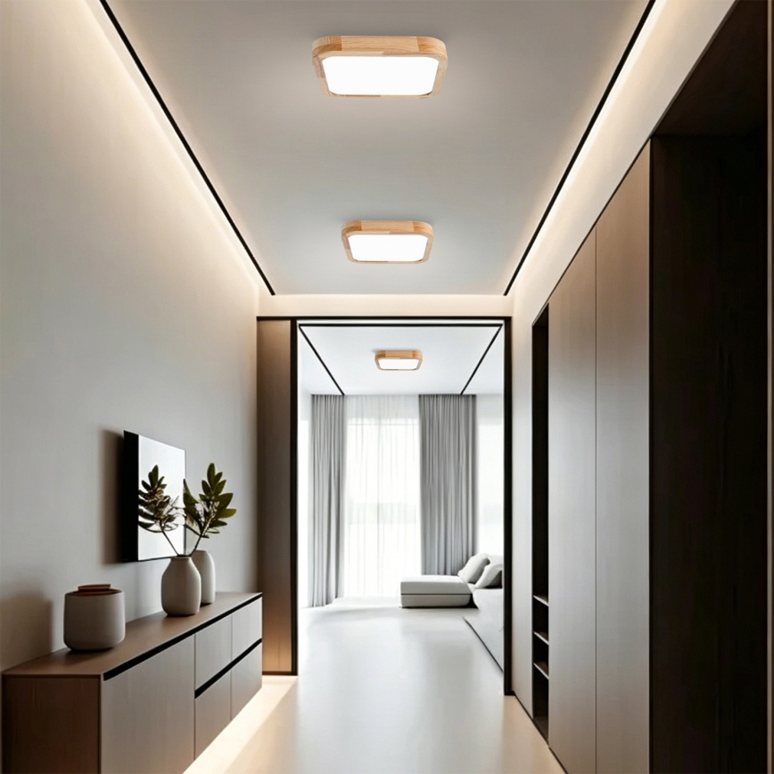Brilagi - Ρυθμιζόμενο φωτιστικό οροφής LED WOODLINE SQUARE LED/48W/230V 3000-6000K σε απόχρωση δρυός 40x40 εκ. + τηλεχειριστήριο