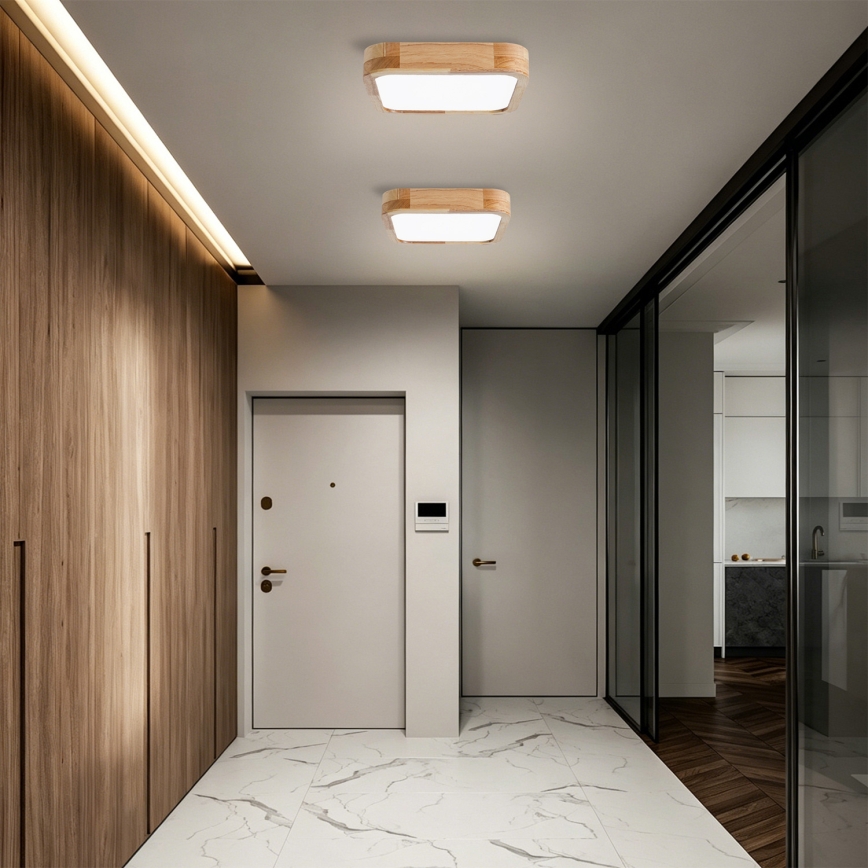 Brilagi - Ρυθμιζόμενο φωτιστικό οροφής LED WOODLINE SQUARE LED/48W/230V 3000-6000K σε απόχρωση δρυός 40x40 εκ. + τηλεχειριστήριο