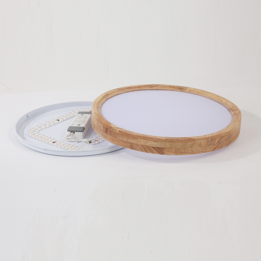 Brilagi - Ρυθμιζόμενο φωτιστικό οροφής LED WOODROUND LED/30W/230V 3000-6000K Ø 40 cm ξύλο CRI 90 + τηλεχειριστήριο