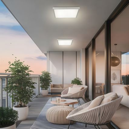 Brilagi - Ρυθμιζόμενο LED φωτιστικό οροφής για μπάνιο FRAME SMART LED/50W/230V 60x60 cm 3000-6000K IP44 ασημί + τηλεχειριστήριο