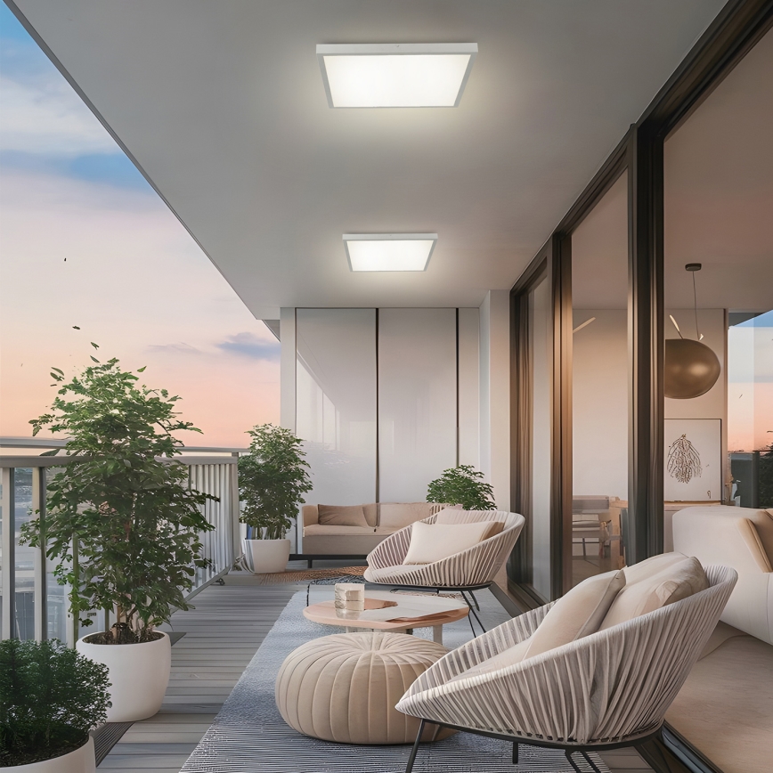 Brilagi - Ρυθμιζόμενο LED φωτιστικό οροφής για μπάνιο FRAME SMART LED/50W/230V 60x60 cm 3000-6000K IP44 ασημί + τηλεχειριστήριο