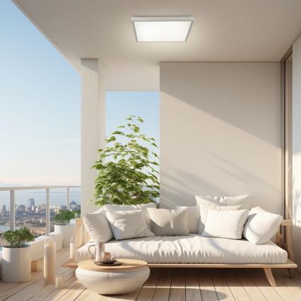 Brilagi - Ρυθμιζόμενο LED φωτιστικό οροφής για μπάνιο FRAME SMART LED/50W/230V 60x60 cm 3000-6000K IP44 ασημί + τηλεχειριστήριο