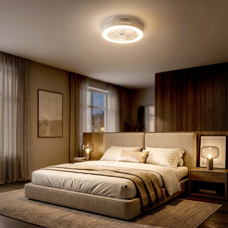 Brilagi - Ρυθμιζόμενο φωτιστικό οροφής με ανεμιστήρα LED/38W/230V 3000-6500K διάμετρος 46 cm λευκό + τηλεχειριστήριο