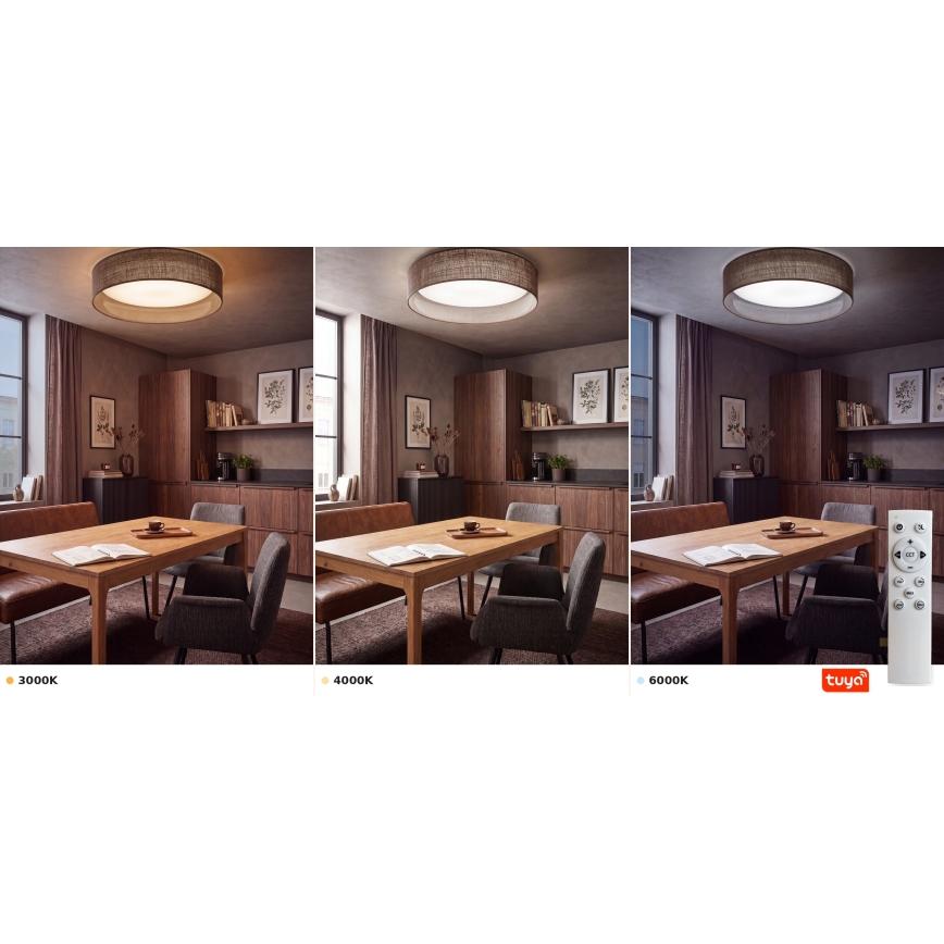 Brilagi - Ρυθμιζόμενο LED Φωτιστικό Οροφής VELVET SMARTIX STARS LED/24W/230V 3000-6000K, διάμ. 45 cm, καφέ, Wi-Fi Tuya Beacon + τηλεχειριστήριο