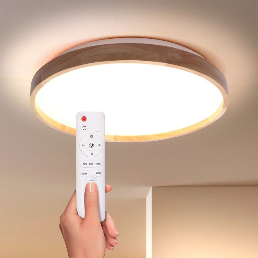 Brilagi - Ρυθμιζόμενο LED φωτιστικό οροφής ALSON LED/48W/230V 3000-6500K σε απόχρωση δρυός, διάμ. 39,5 cm + τηλεχειριστήριο