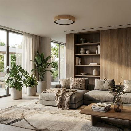 Brilagi - Ρυθμιζόμενο LED φωτιστικό οροφής COCI LED/48W/230V 3000–6500K Ø 39 εκ. φινίρισμα ξύλου/μαύρο + τηλεχειριστήριο