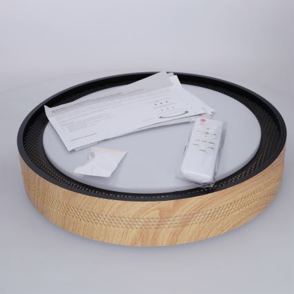 Brilagi - Ρυθμιζόμενο LED φωτιστικό οροφής COCI LED/48W/230V 3000–6500K Ø 39 εκ. φινίρισμα ξύλου/μαύρο + τηλεχειριστήριο