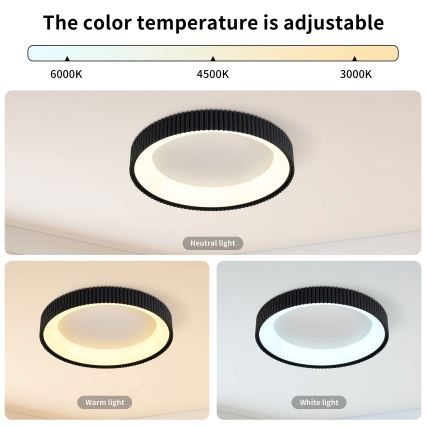 Brilagi - Ρυθμιζόμενο φωτιστικό οροφής LED FALCON MODERN LED/30W/230V 3000-6500K Ø 40 cm μαύρο + τηλεχειριστήριο