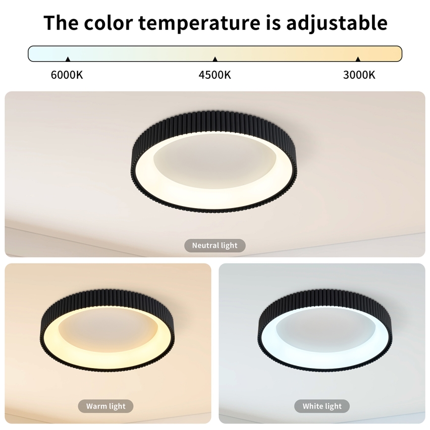 Brilagi - Ρυθμιζόμενο φωτιστικό οροφής LED FALCON MODERN LED/30W/230V 3000-6500K Ø 40 cm μαύρο + τηλεχειριστήριο