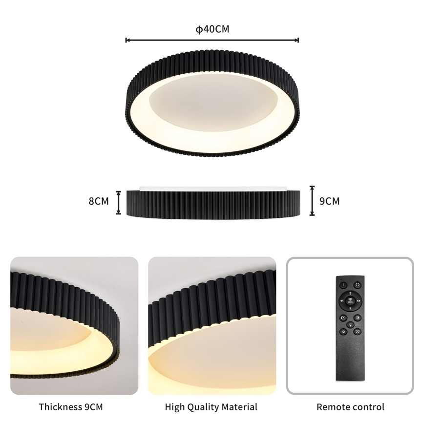 Brilagi - Ρυθμιζόμενο φωτιστικό οροφής LED FALCON MODERN LED/30W/230V 3000-6500K Ø 40 cm μαύρο + τηλεχειριστήριο
