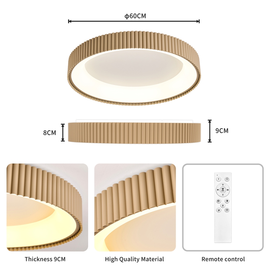 Brilagi - LED ρυθμιζόμενο φωτιστικό οροφής FALCON MODERN LED/54W/230V 3000-6500K 60 cm μπεζ + τηλεχειριστήριο