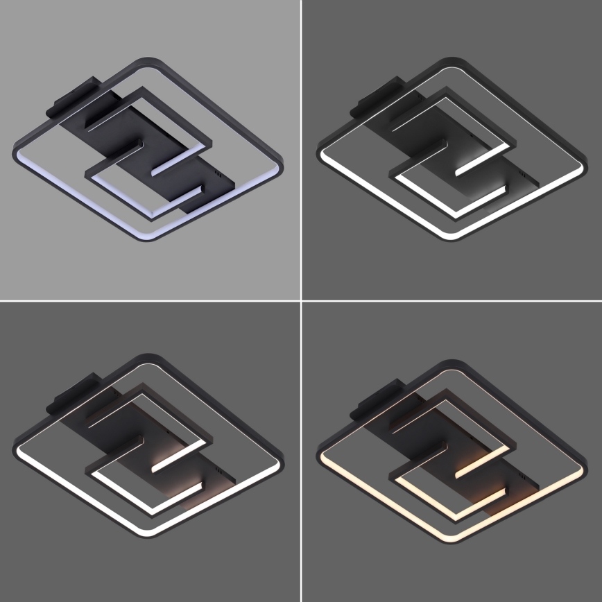 Brilagi - LED ρυθμιζόμενο φωτιστικό οροφής FLARE LED/34W/230V 3000-6000K 48x48 cm μαύρο + τηλεχειριστήριο