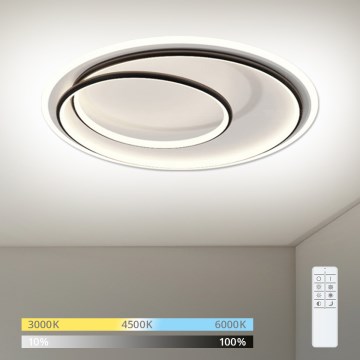 Brilagi - Ρυθμιζόμενο LED φωτιστικό οροφής FLARE LED/38W/230V 3000-6000K διάμ. 48 cm μαύρο/λευκό + τηλεχειριστήριο