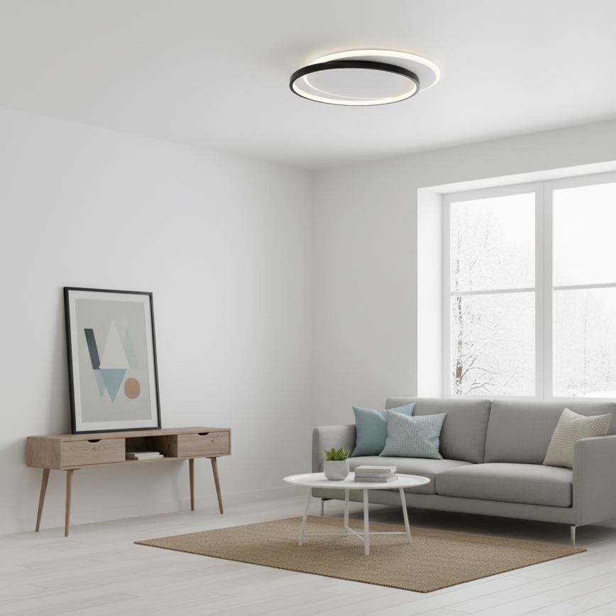 Brilagi - Ρυθμιζόμενο LED φωτιστικό οροφής FLARE LED/48W/230V 3000-6000K 39,5x45 cm λευκό/μαύρο + τηλεχειριστήριο