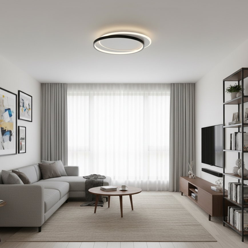 Brilagi - Ρυθμιζόμενο LED φωτιστικό οροφής FLARE LED/48W/230V 3000-6000K 39,5x45 cm λευκό/μαύρο + τηλεχειριστήριο