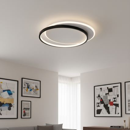 Brilagi - Ρυθμιζόμενο LED φωτιστικό οροφής FLARE LED/48W/230V 3000-6000K 39,5x45 cm λευκό/μαύρο + τηλεχειριστήριο