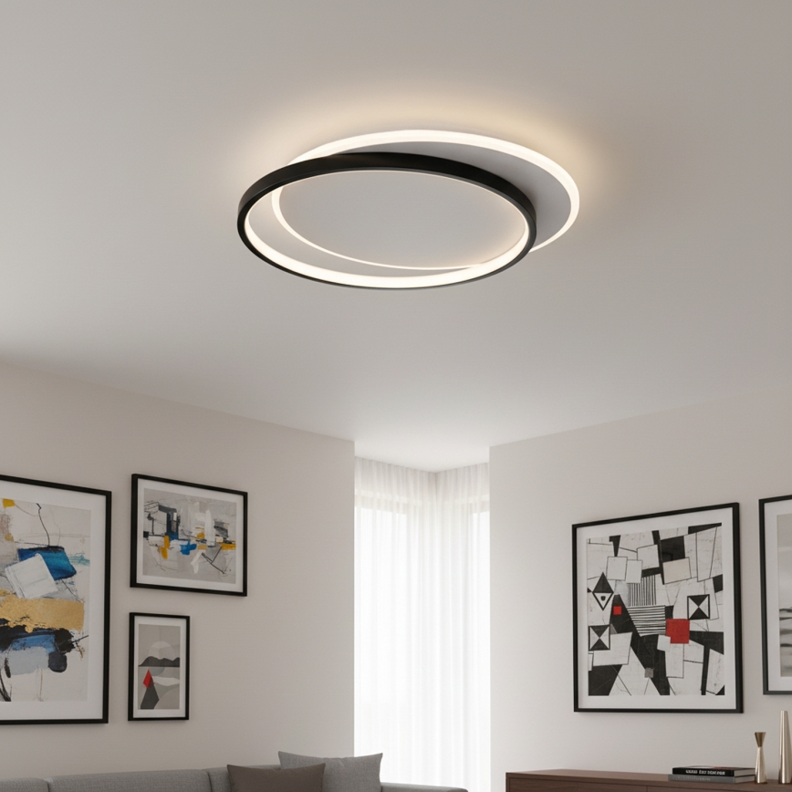Brilagi - Ρυθμιζόμενο LED φωτιστικό οροφής FLARE LED/48W/230V 3000-6000K 39,5x45 cm λευκό/μαύρο + τηλεχειριστήριο