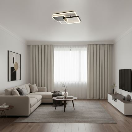 Brilagi - Ρυθμιζόμενο LED φωτιστικό οροφής FLARE LED/64W/230V 3000-6000K 45x45 cm λευκό/μαύρο + τηλεχειριστήριο