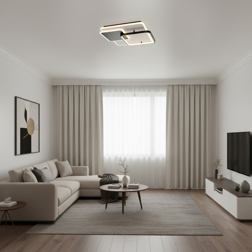 Brilagi - Ρυθμιζόμενο LED φωτιστικό οροφής FLARE LED/64W/230V 3000-6000K 45x45 cm λευκό/μαύρο + τηλεχειριστήριο