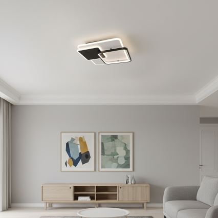 Brilagi - Ρυθμιζόμενο LED φωτιστικό οροφής FLARE LED/64W/230V 3000-6000K 45x45 cm λευκό/μαύρο + τηλεχειριστήριο