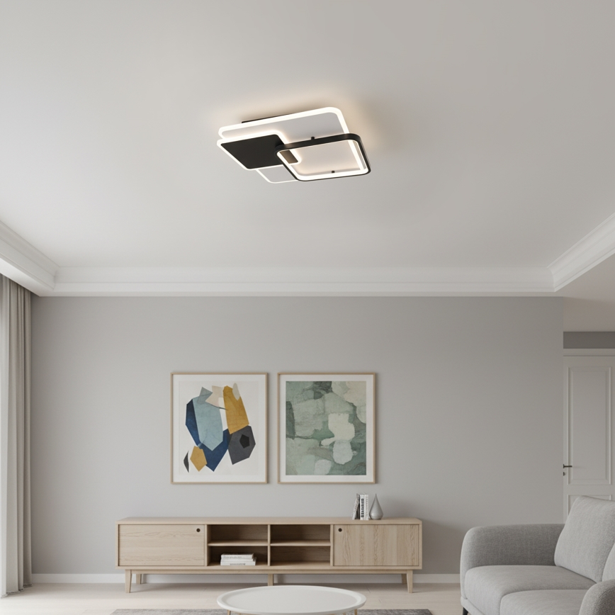 Brilagi - Ρυθμιζόμενο LED φωτιστικό οροφής FLARE LED/64W/230V 3000-6000K 45x45 cm λευκό/μαύρο + τηλεχειριστήριο