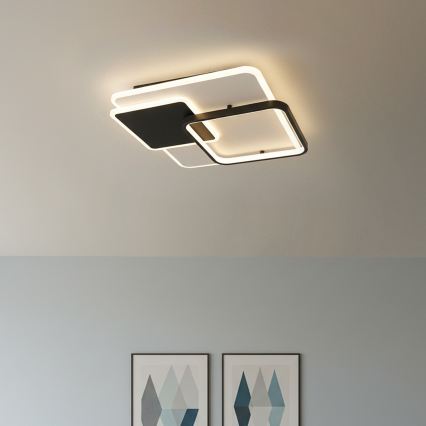 Brilagi - Ρυθμιζόμενο LED φωτιστικό οροφής FLARE LED/64W/230V 3000-6000K 45x45 cm λευκό/μαύρο + τηλεχειριστήριο