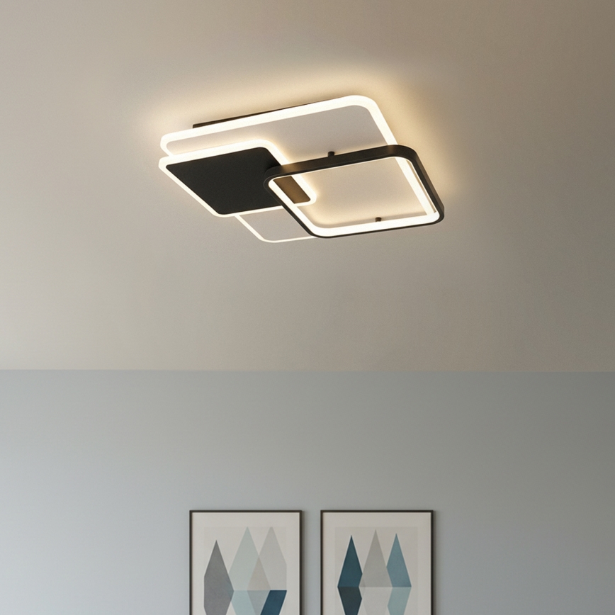 Brilagi - Ρυθμιζόμενο LED φωτιστικό οροφής FLARE LED/64W/230V 3000-6000K 45x45 cm λευκό/μαύρο + τηλεχειριστήριο