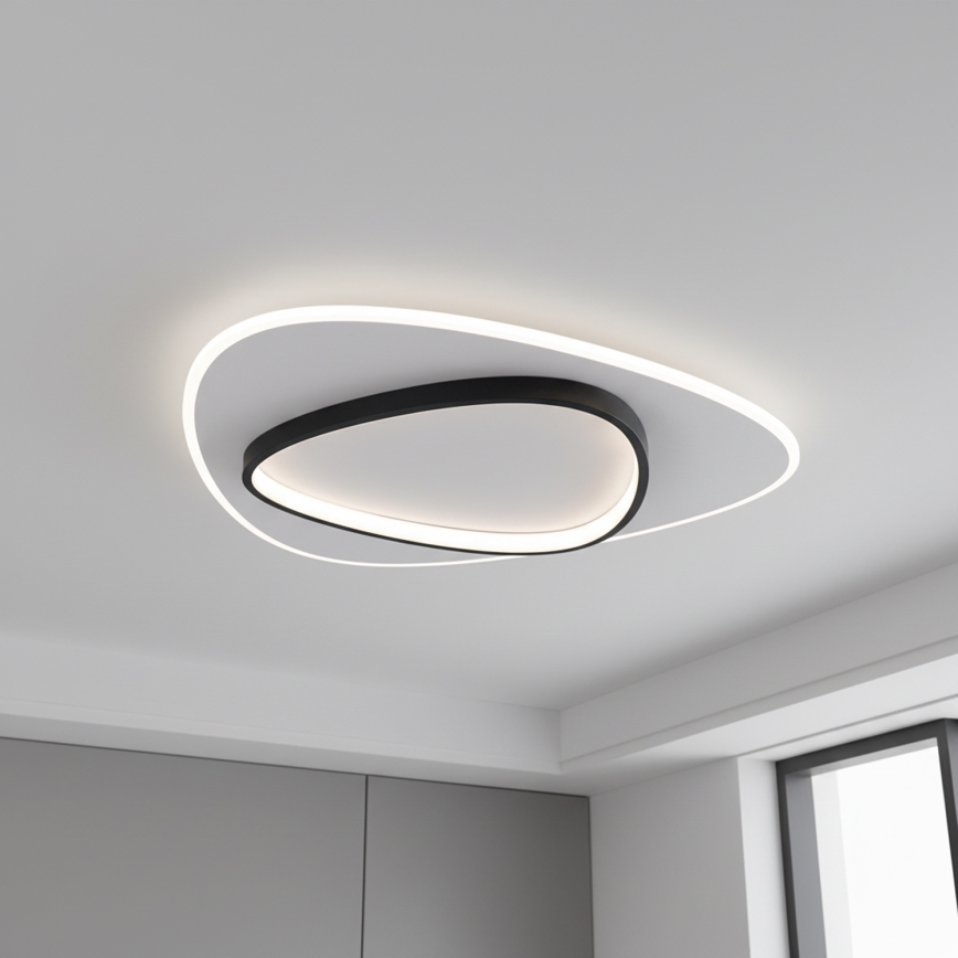 Brilagi - Ρυθμιζόμενο LED φωτιστικό οροφής FLARE LED/70W/230V 3000-6000K 55x55 cm λευκό/μαύρο + τηλεχειριστήριο