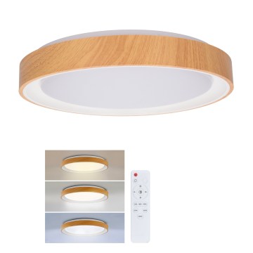 Brilagi - Ρυθμιζόμενο LED φωτιστικό οροφής FLOCO LED/48W/230V Ø 40 cm, φινίρισμα σε απομίμηση ξύλου/λευκό + τηλεχειριστήριο