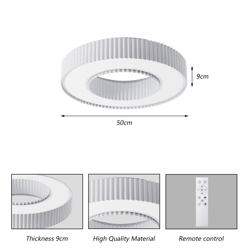 Brilagi - LED Ρυθμιζόμενο φωτιστικό οροφής LUMIX LED/48W/230V 3000-6000K λευκό Ø 50 cm + τηλεχειριστήριο