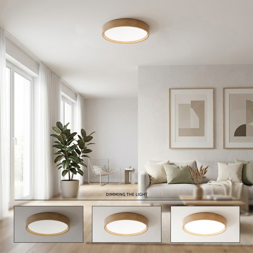 Brilagi - Ρυθμιζόμενο φωτιστικό οροφής LED MANAROLA REMOTE LED/24W/230V 3000-6500K Ø 41 cm σε απόχρωση δρυός + τηλεχειριστήριο