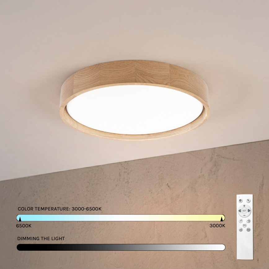 Brilagi - Ρυθμιζόμενο φωτιστικό οροφής LED MANAROLA REMOTE LED/24W/230V 3000-6500K Ø 41 cm σε απόχρωση δρυός + τηλεχειριστήριο