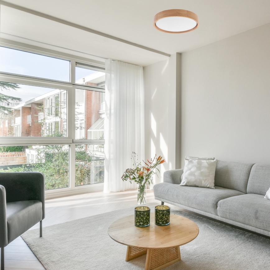 Brilagi - Ρυθμιζόμενο LED φωτιστικό οροφής MANAROLA LED/24W/230V Ø 42 cm 3000-6500K δρυς + τηλεχειριστήριο