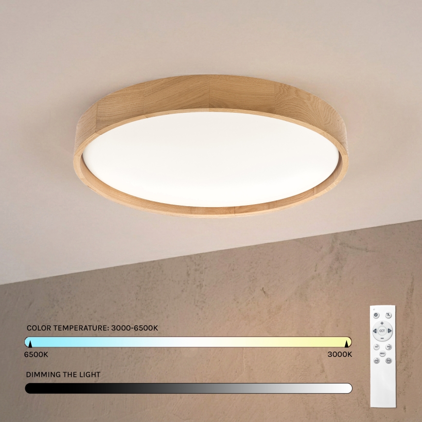 Brilagi - Ρυθμιζόμενο LED φωτιστικό οροφής MANAROLA REMOTE LED/36W/230V 3000-6500K Ø 51 cm δρυς + τηλεχειριστήριο