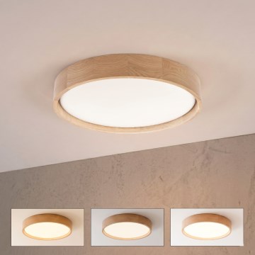 Brilagi - Ρυθμιζόμενο LED φωτιστικό οροφής MANAROLA SMART LED/24W/230V 3000-6000K Wi-Fi Tuya Beacon Ø 41 cm δρυς + τηλεχειριστήριο