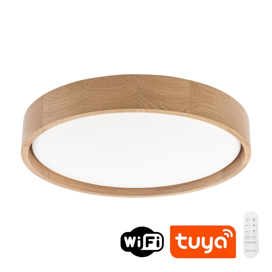 Brilagi - Ρυθμιζόμενο LED φωτιστικό οροφής MANAROLA SMART LED/24W/230V 3000-6000K Wi-Fi Tuya Beacon Ø 41 cm δρυς + τηλεχειριστήριο