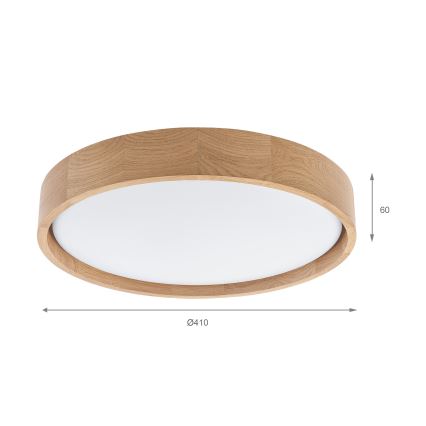 Brilagi - Ρυθμιζόμενο LED φωτιστικό οροφής MANAROLA SMART LED/24W/230V 3000-6000K Wi-Fi Tuya Beacon Ø 41 cm δρυς + τηλεχειριστήριο