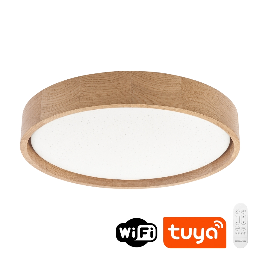 Brilagi - Ρυθμιζόμενο φωτιστικό οροφής LED MANAROLA SMART STARS LED/24W/230V 3000-6000K Wi-Fi Tuya Beacon Ø 41 cm δρυς + τηλεχειριστήριο
